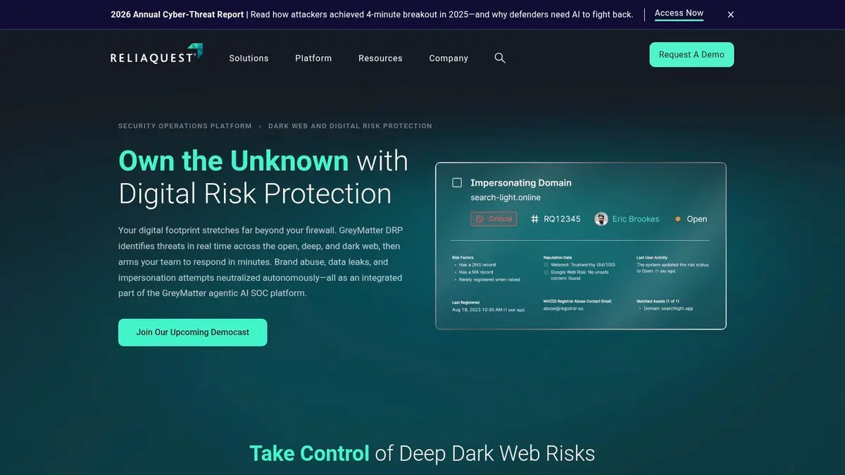 ReliaQuest, Digital Shadows SearchLight (Digital Risk Protection)