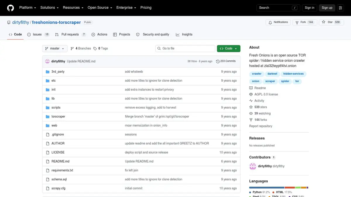 Fresh Onions TorScraper