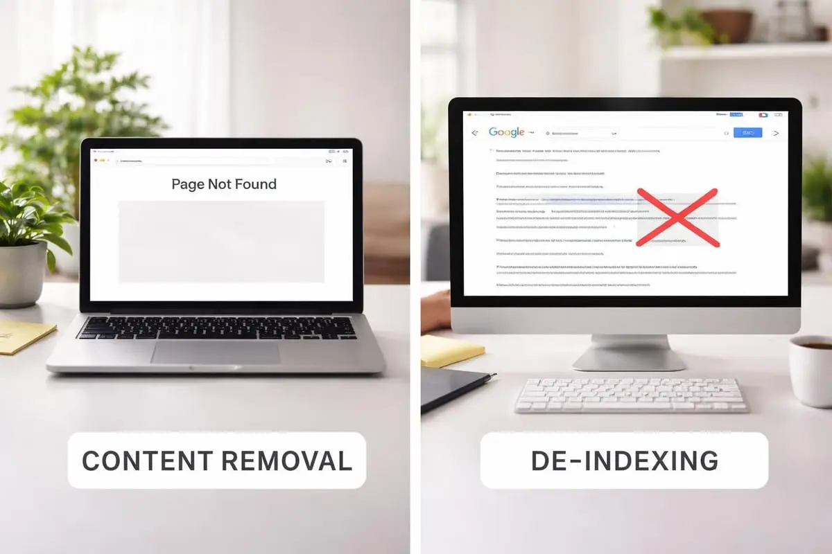 Content removal versus de-indexing