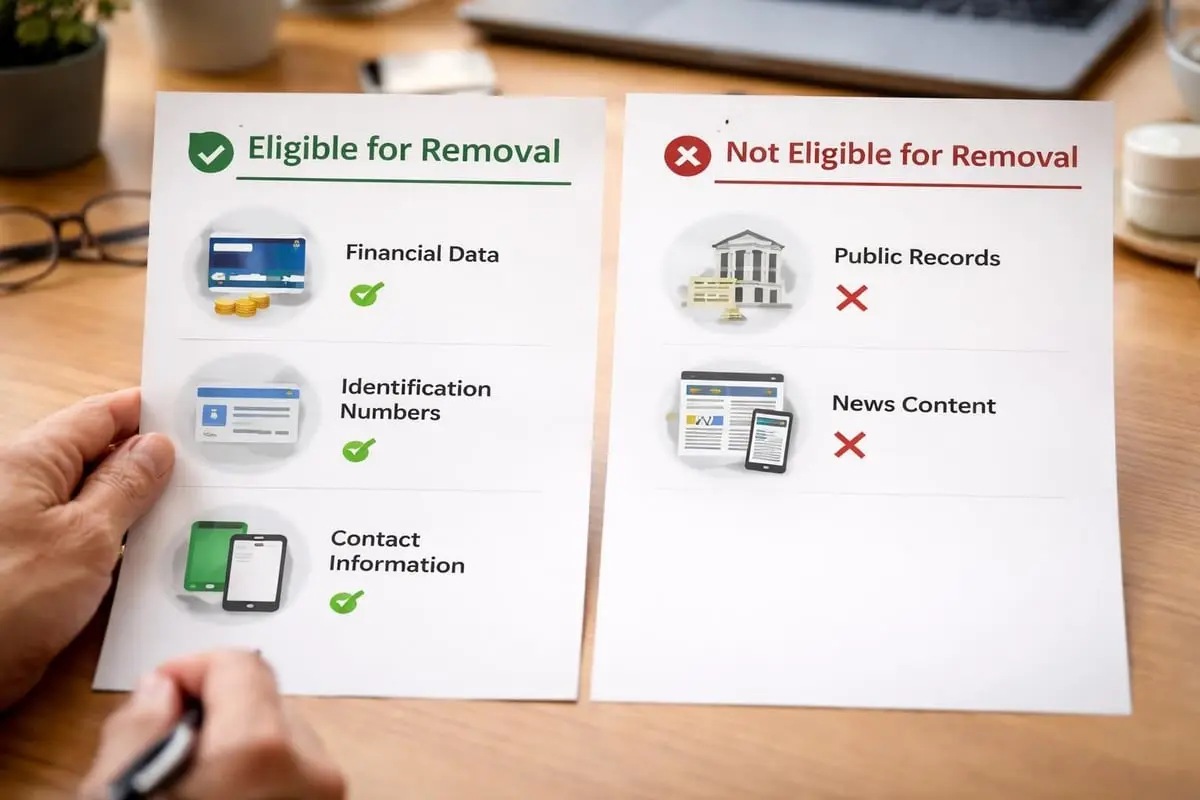 Personal information removal categories